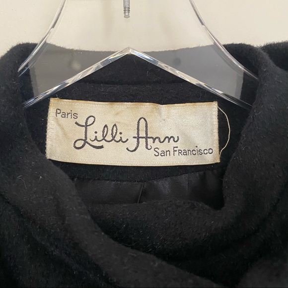 LILLI ANN PARIS black mock neck bow swing coat - Picture 7 of 11